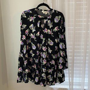 Black Long Sleeve Floral Dress